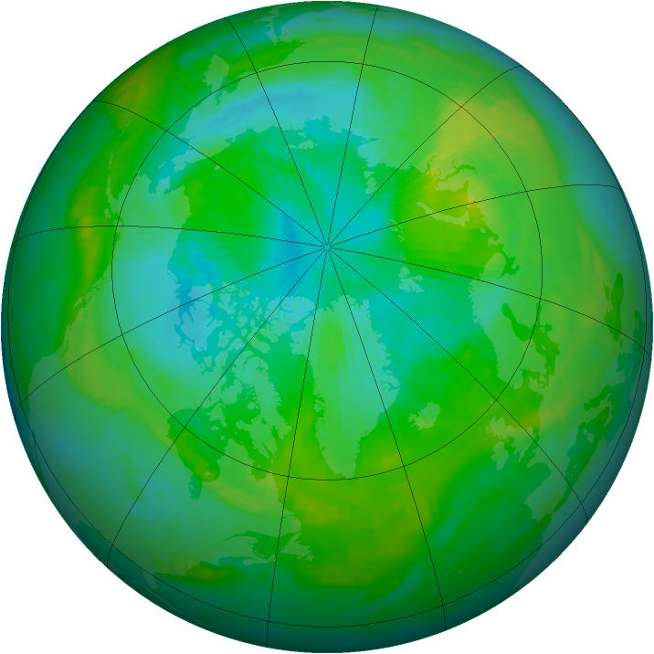 Arctic ozone map for 25 July 1997